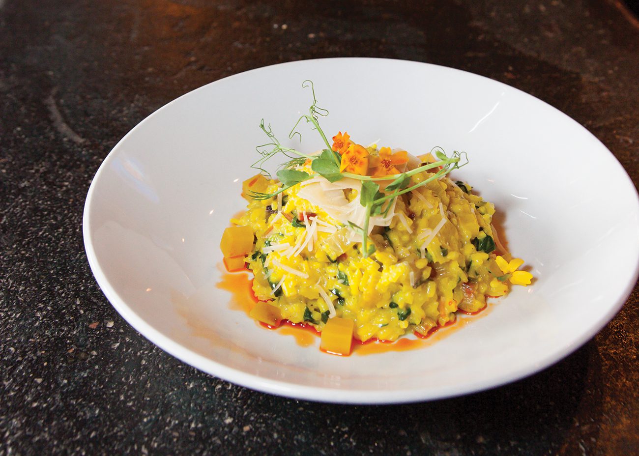 The golden beet risotto at City Kitchen can even be made vegan on request.