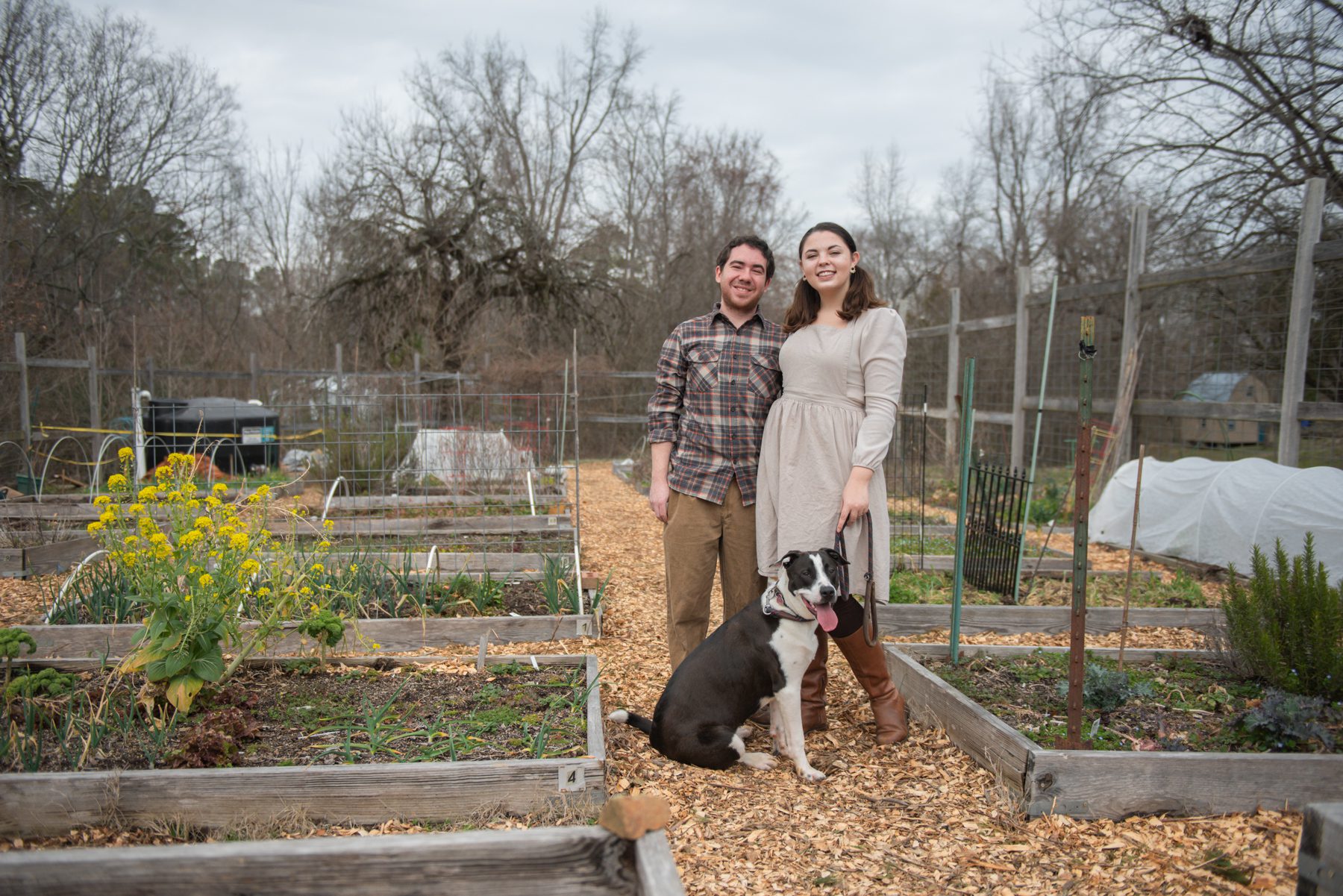 Ivana Vazquez and Arden Rosenblatt pose in their garden