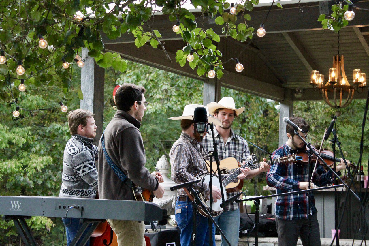The Annual Farm Party at Teer Farm features live bluegrass music. Pictured is last year’s band Sugar on Fire. The Chatham Rabbits will perform this weekend.