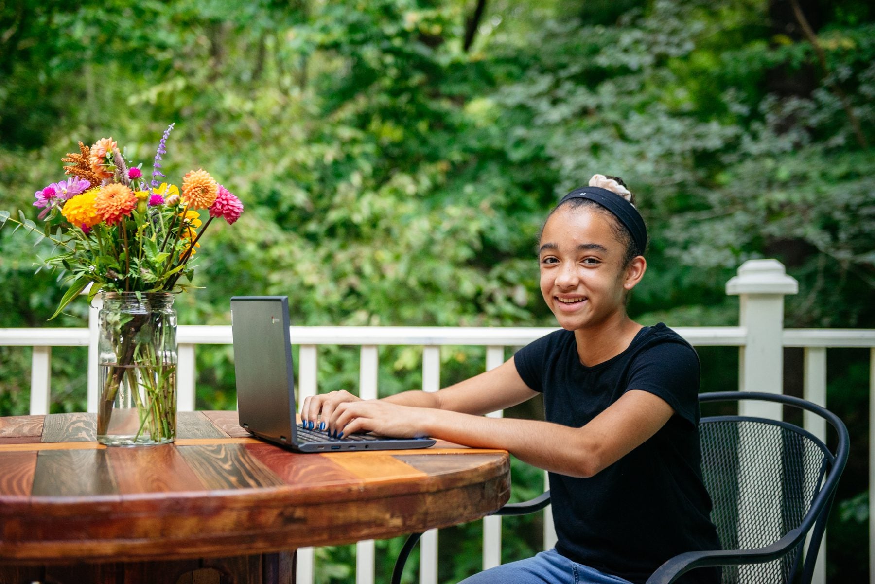 Djina Alicante-Steusse, pictured above, and Nell Laton became pen pals last year and emailed each other regularly, connecting over travel – getting to visit new places and cultures – and playing basketball.