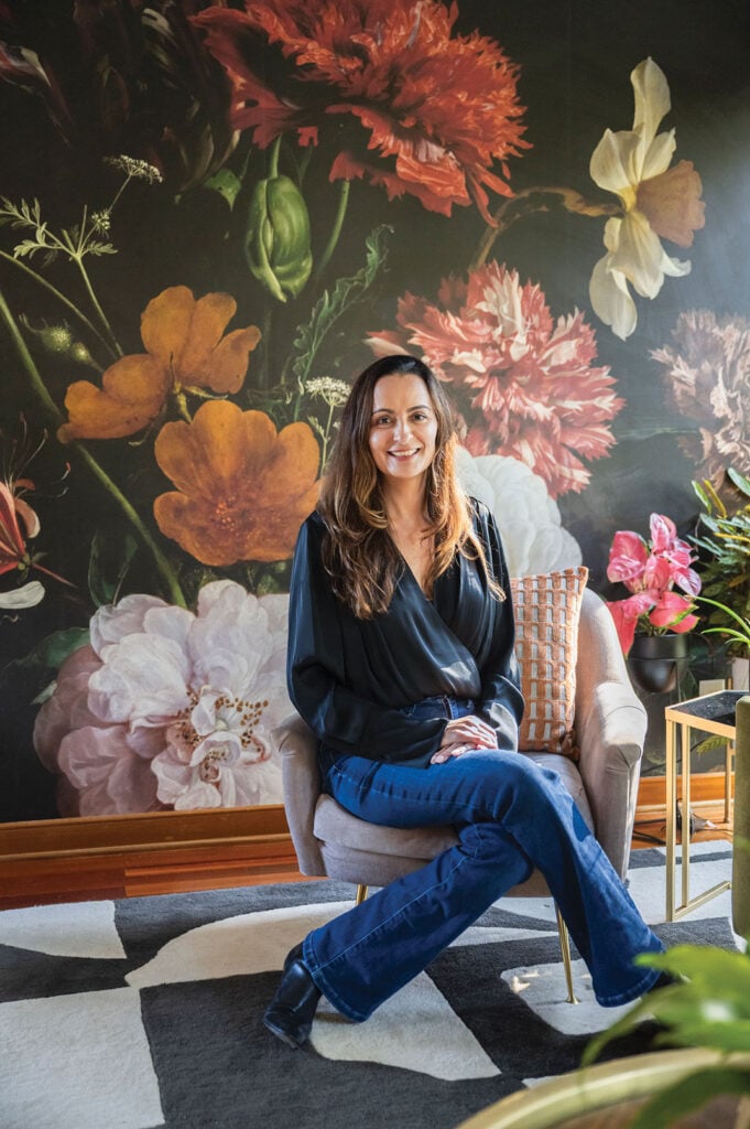 Interior designer Ana Tavares in her eclectic home.