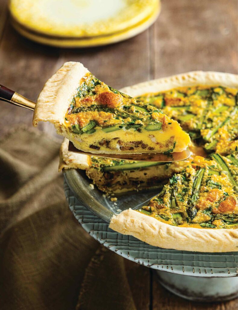 Spring Council's cookbook recipe of Asparagus, Bacon and Parmesan Omelet Pie.