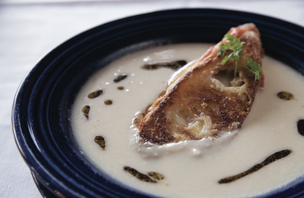 Truffled Cauliflower Veloute past recipe in Chapel Hill Magazine